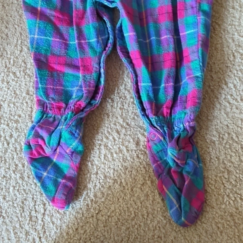 Vintage Baby B'Gosh Plaid Footed Overalls & Matching One Piece Set Size 6-9 M
